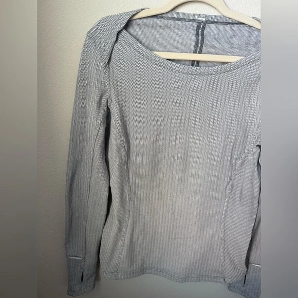 Lululemon Kanto Catch Me Long Sleeve Heathered Gray Herringbone White Slate 12 - Picture 3 of 10